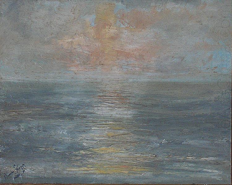 Sunset at sea, unknow artist